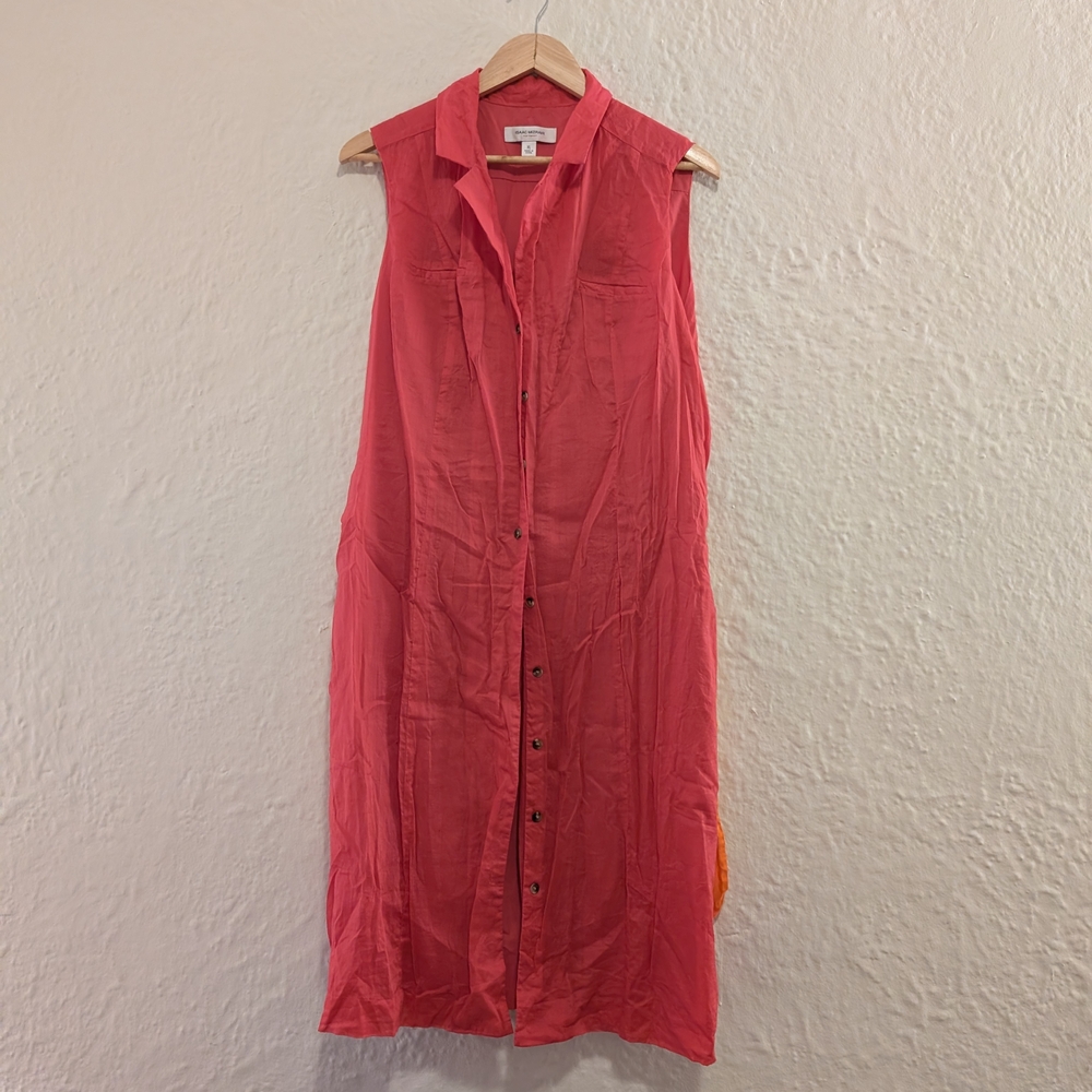 Isaac Mizrahi Sleeveless Pink Button-Down Midi Dress